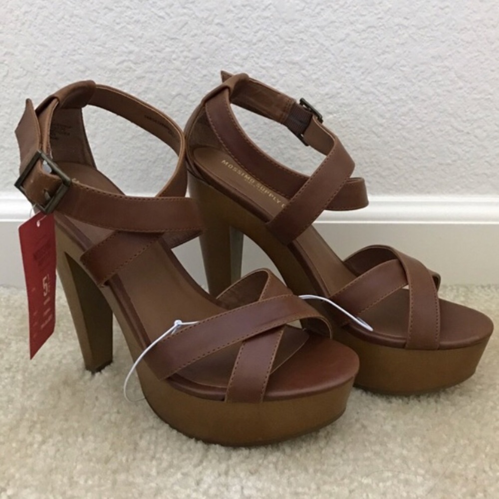 Cognac strappy heels